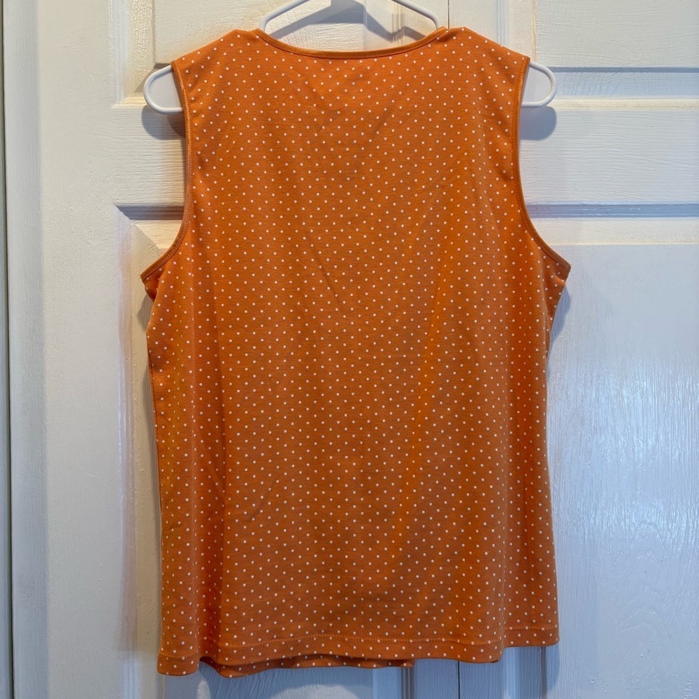 Christopher & Banks Orange Polka Dot 100% Cotton Tank Top - Size Large - Picture 5 of 5